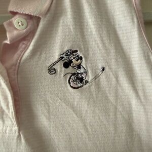 Disney Pink and White Women’s Golf Tank Top Polo with Embroidered Character